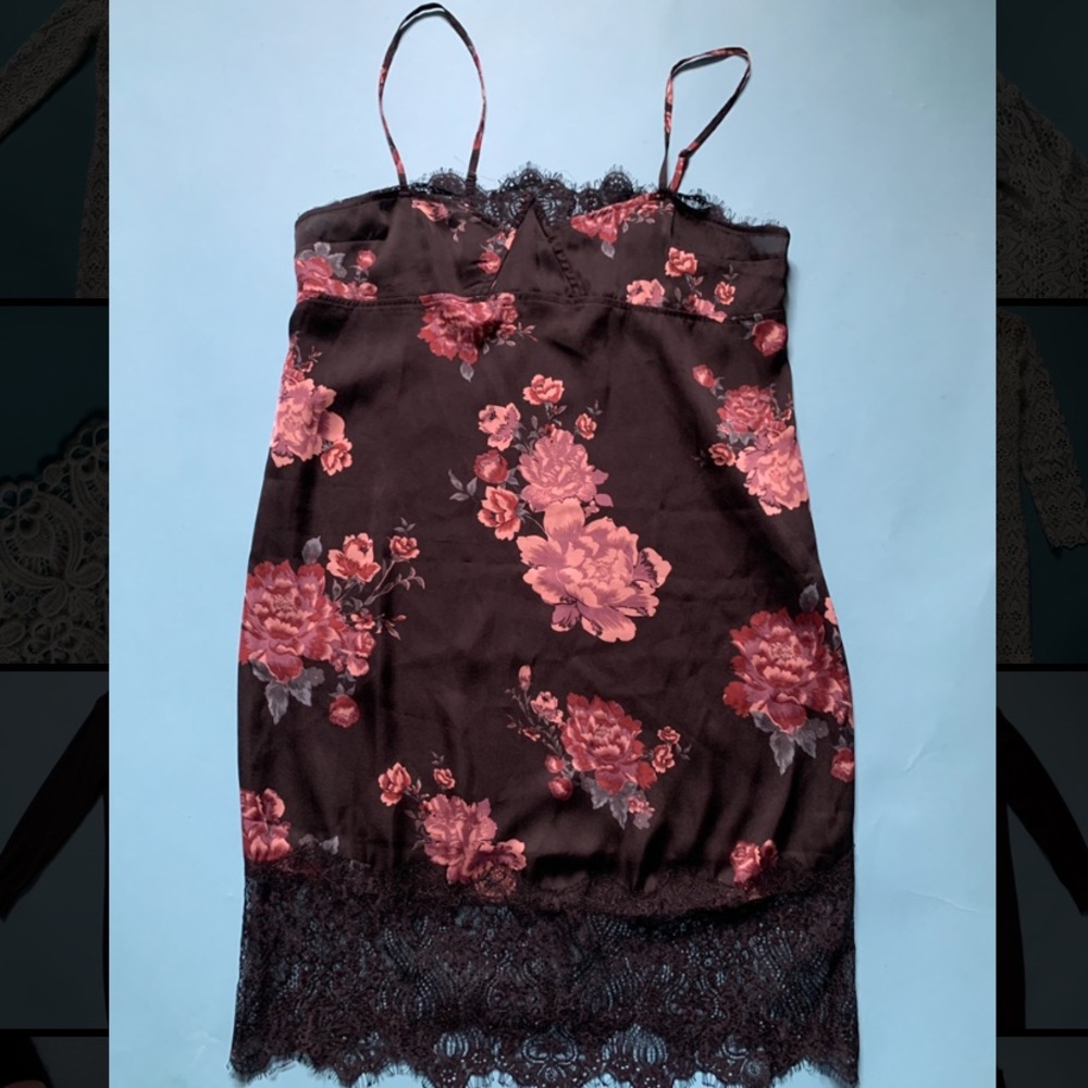 Free People floral Lace Trim slip dress